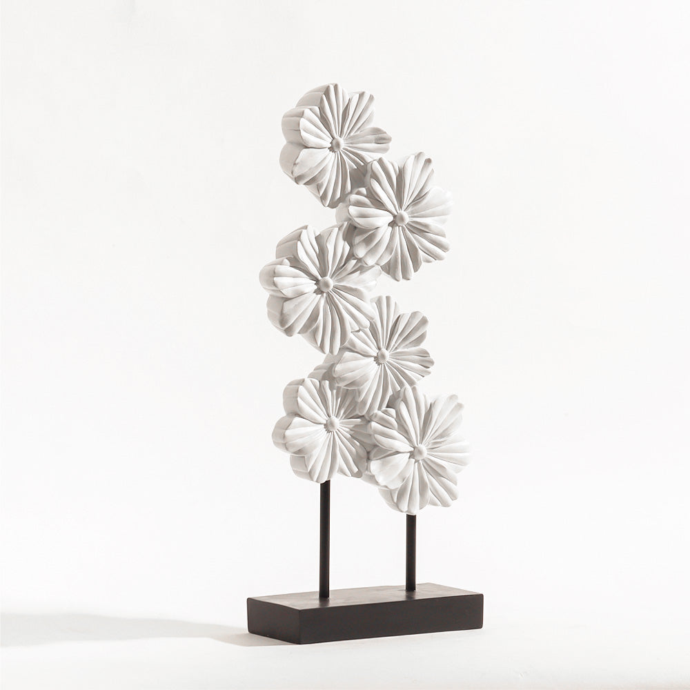 Peach Flowers Decorative Sculpture - White