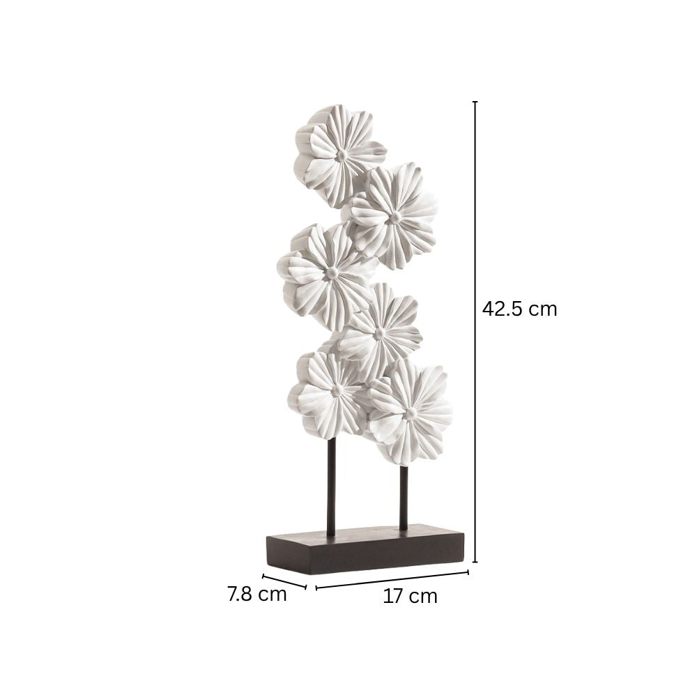 Peach Flowers Decorative Sculpture - White