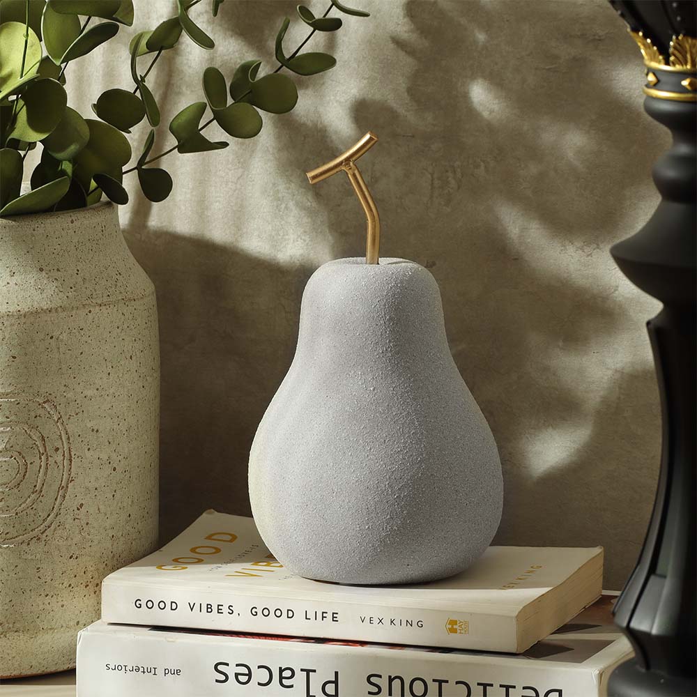Pear Decorative Accent - Concrete Grey