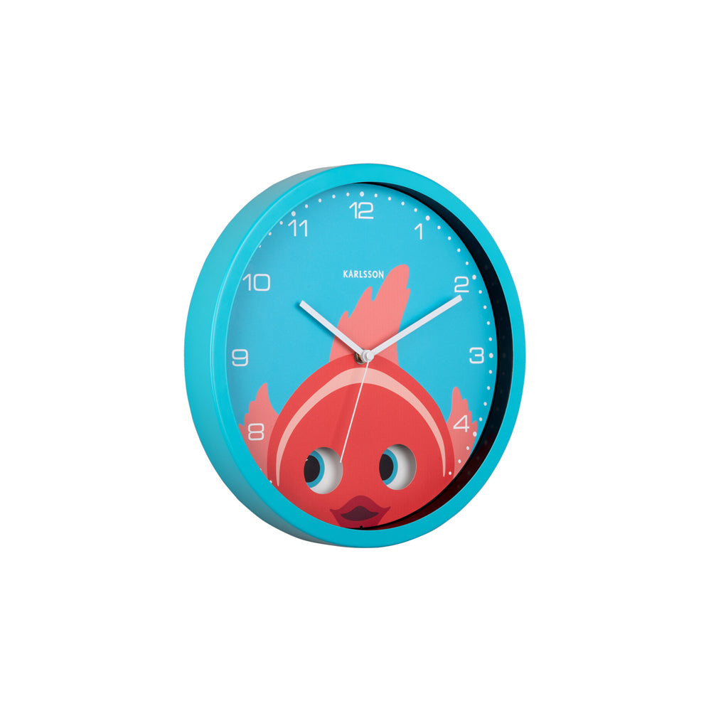 Peekaboo Fish Wall Clock 31cm - Blue