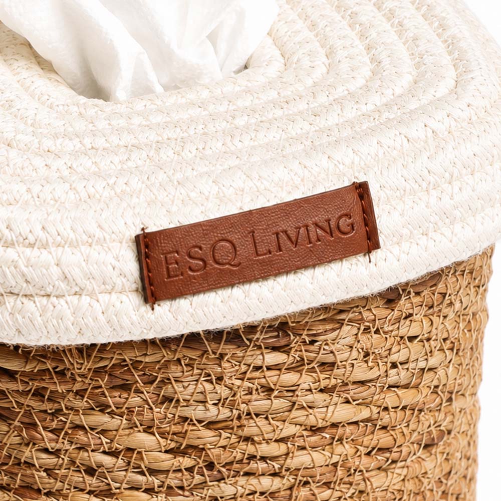 Pela Cotton & Seagrass Square Tissue Box Holder - Natural Cream