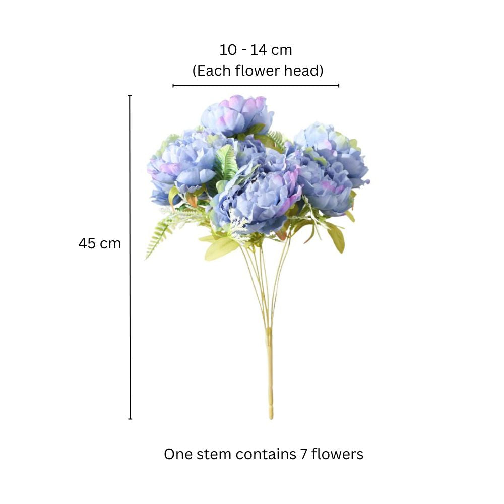 Peonies Faux Stem - Blue Sunset