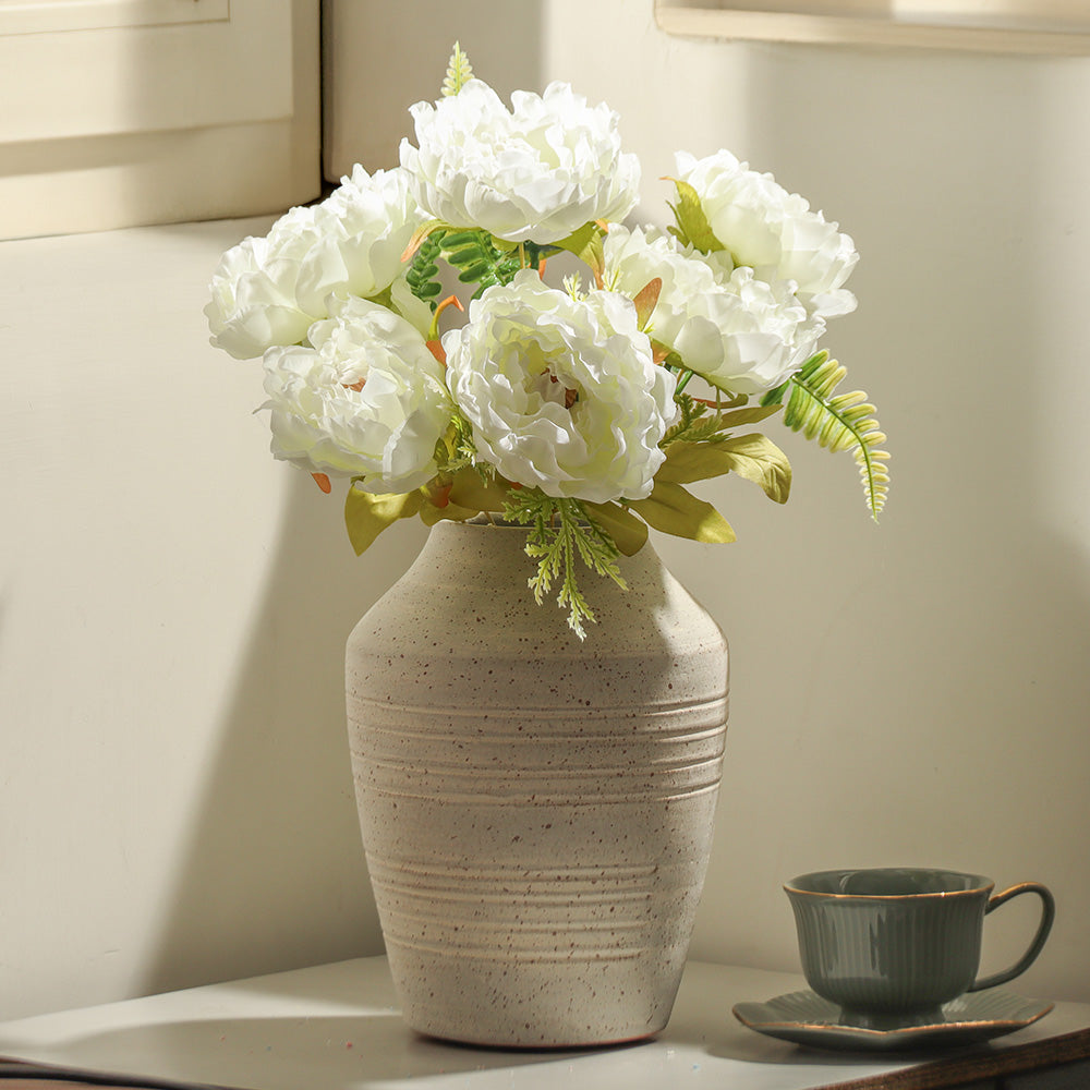 Peonies Faux Stem - White