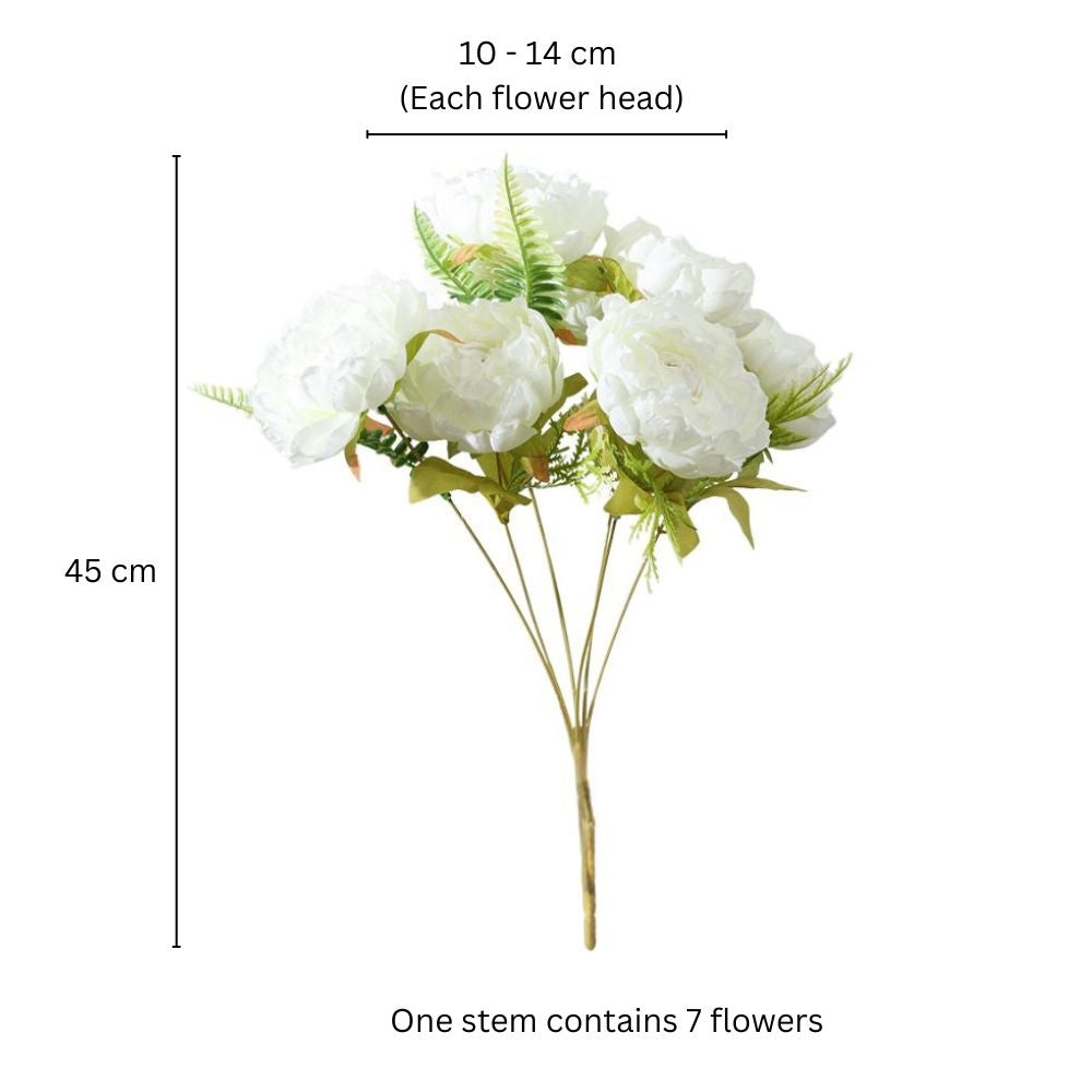 Peonies Faux Stem - White