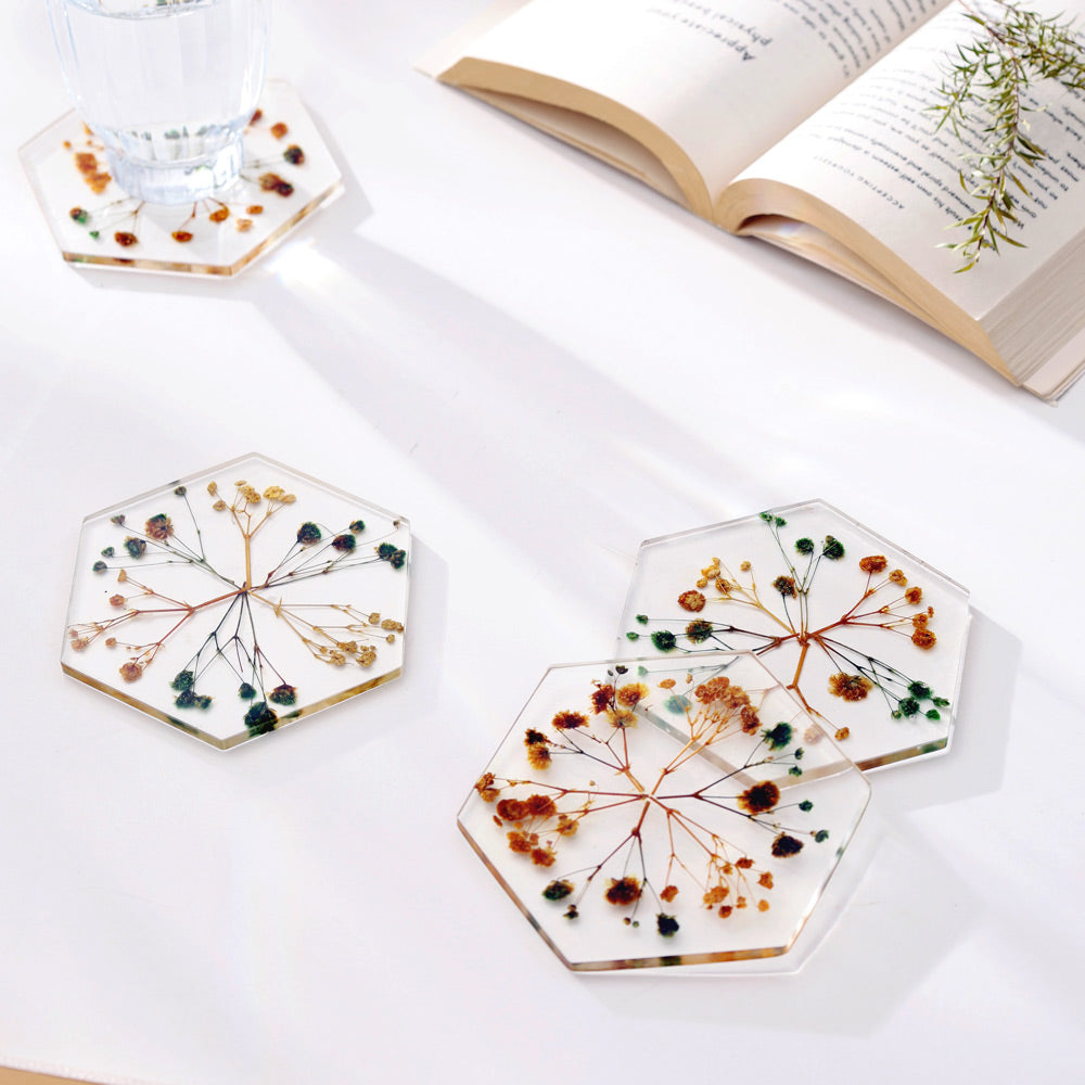 Perfekta Glass Hexagon Coasters, Set of 4