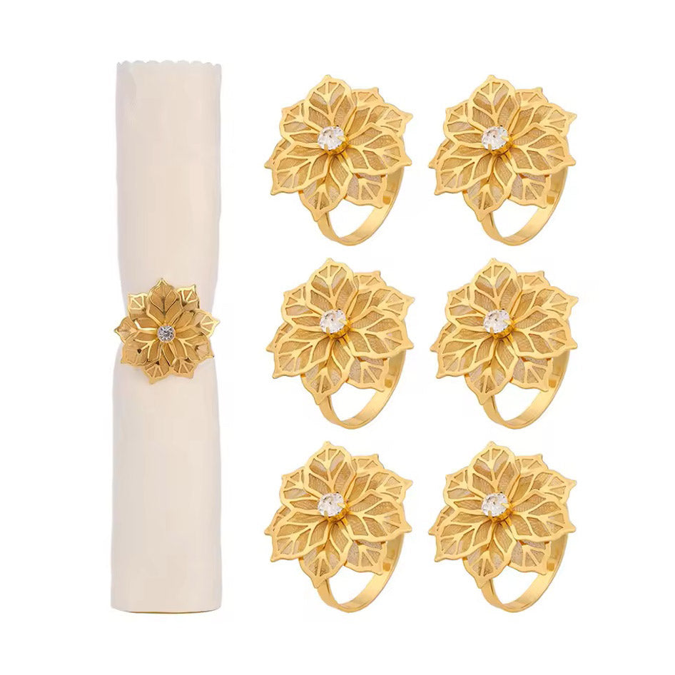 Petals Napkin Rings, Set of 6 - Gold