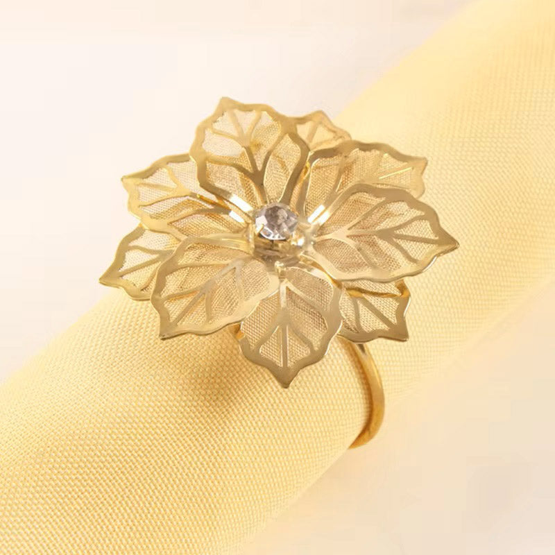 Petals Napkin Rings, Set of 6 - Gold