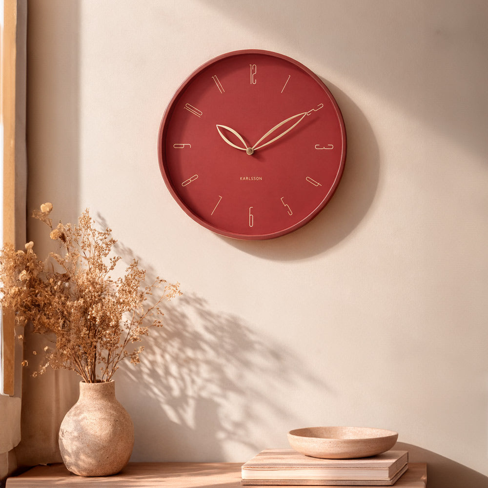 Petals Wall Clock 40cm - Red Ochre