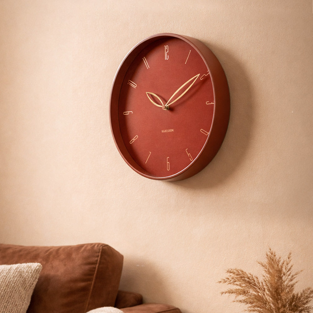 Petals Wall Clock 40cm - Red Ochre