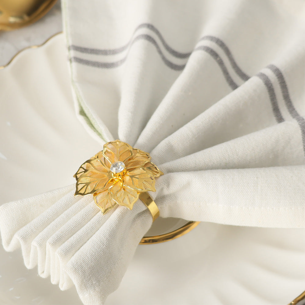 Petals Napkin Rings, Set of 6 - Gold