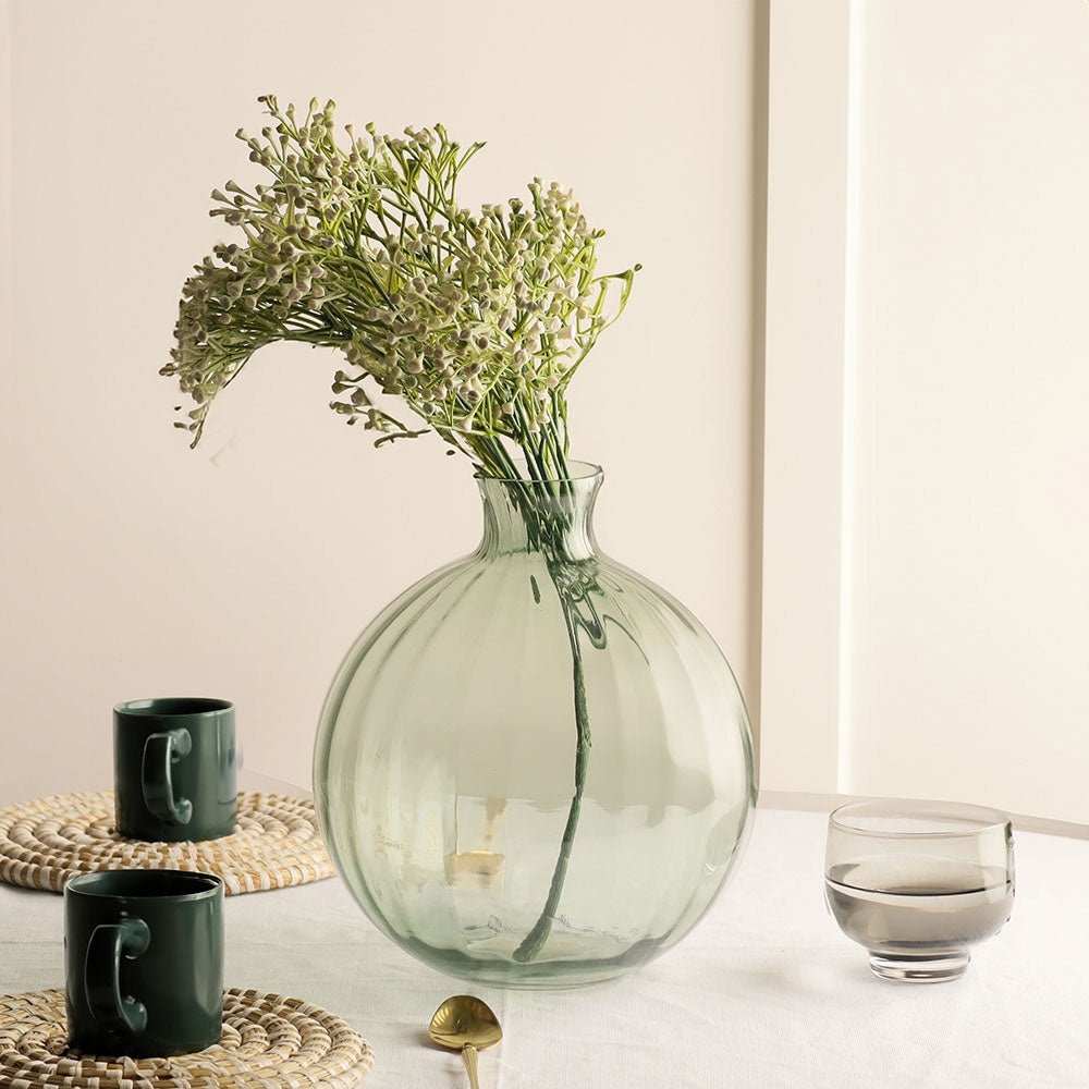 Orly Rippled Round Vase Large - Sage