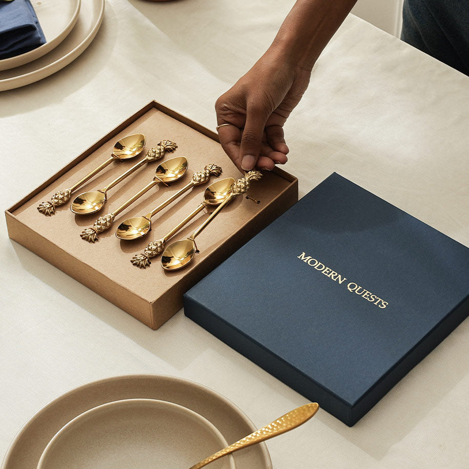 Pina Dessert Spoons, Set of 6 - Gold