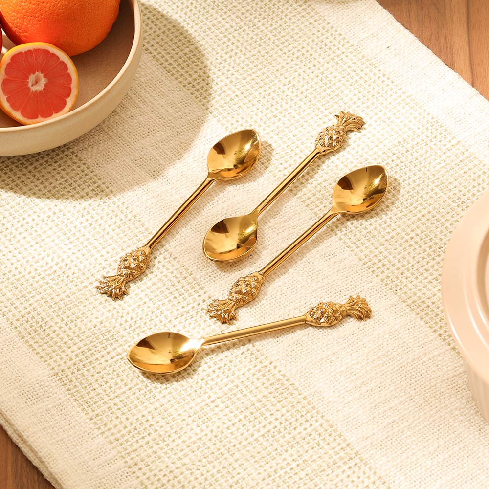 Pina Dessert Spoons, Set of 6 - Gold