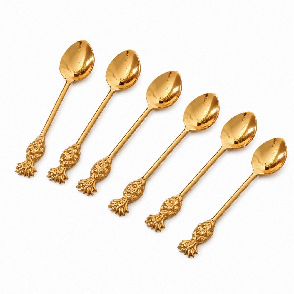Pina Dessert Spoons, Set of 6 - Gold