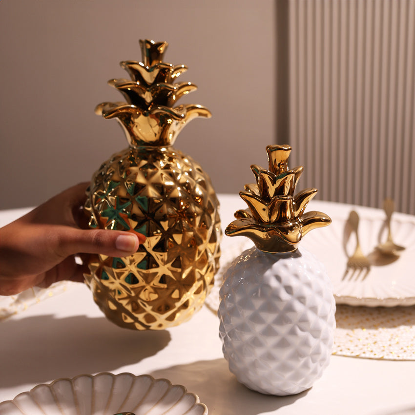 Pineapple Ceramic Sculpture Large - Gold
