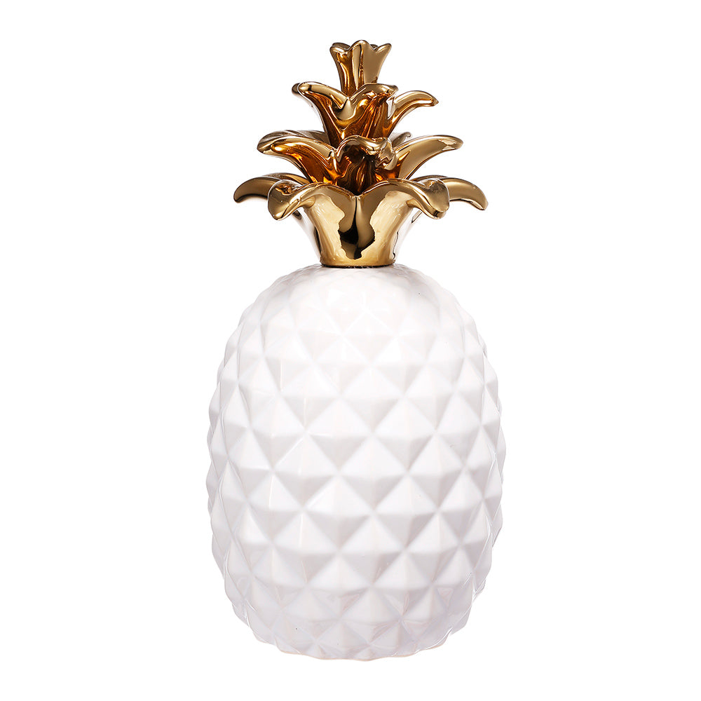 Pineapple Ceramic Sculpture Medium - White Gold