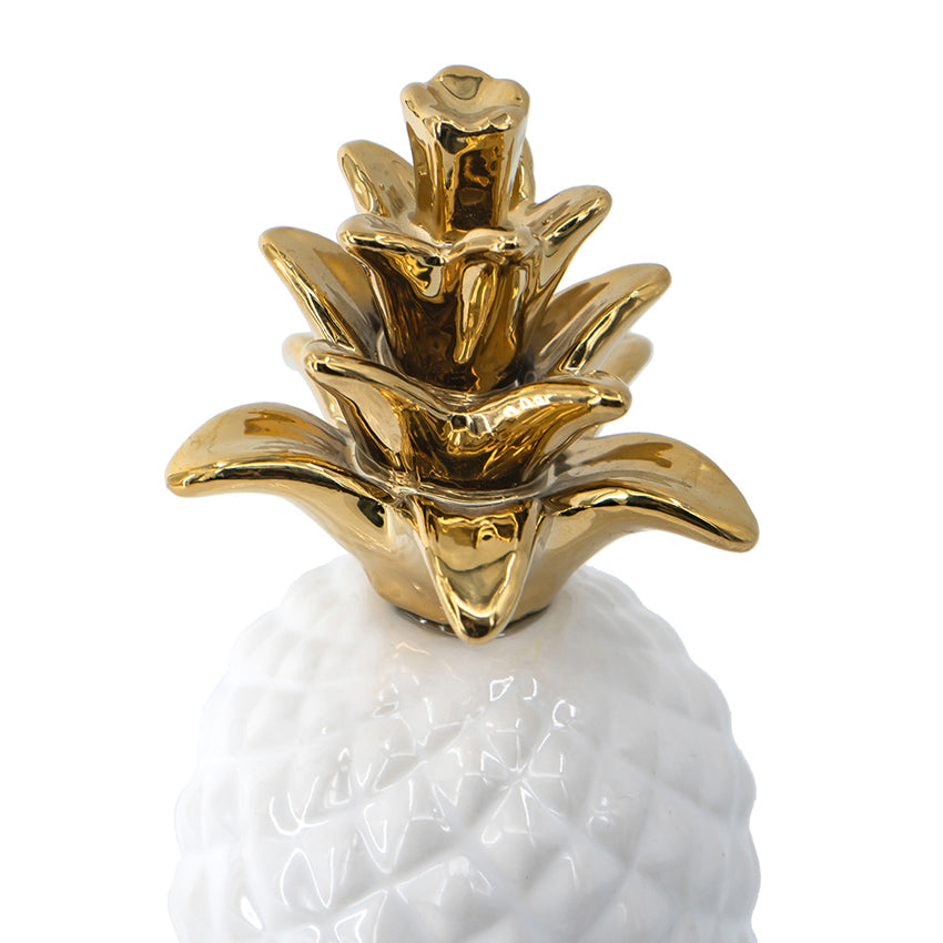 Pineapple Ceramic Sculpture Medium - White Gold