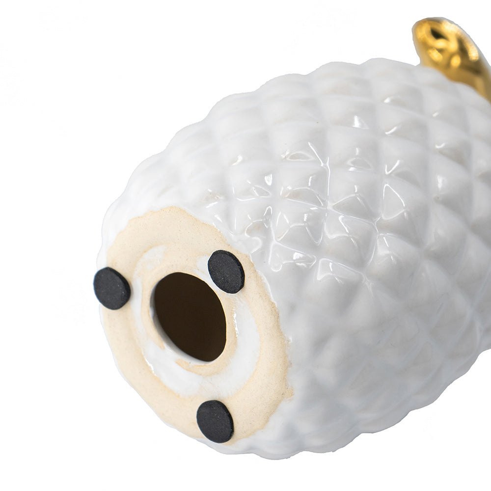 Pineapple Ceramic Sculpture Medium - White Gold