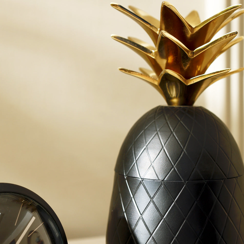 Pineapple Metal Decorative Jar - Black Gold
