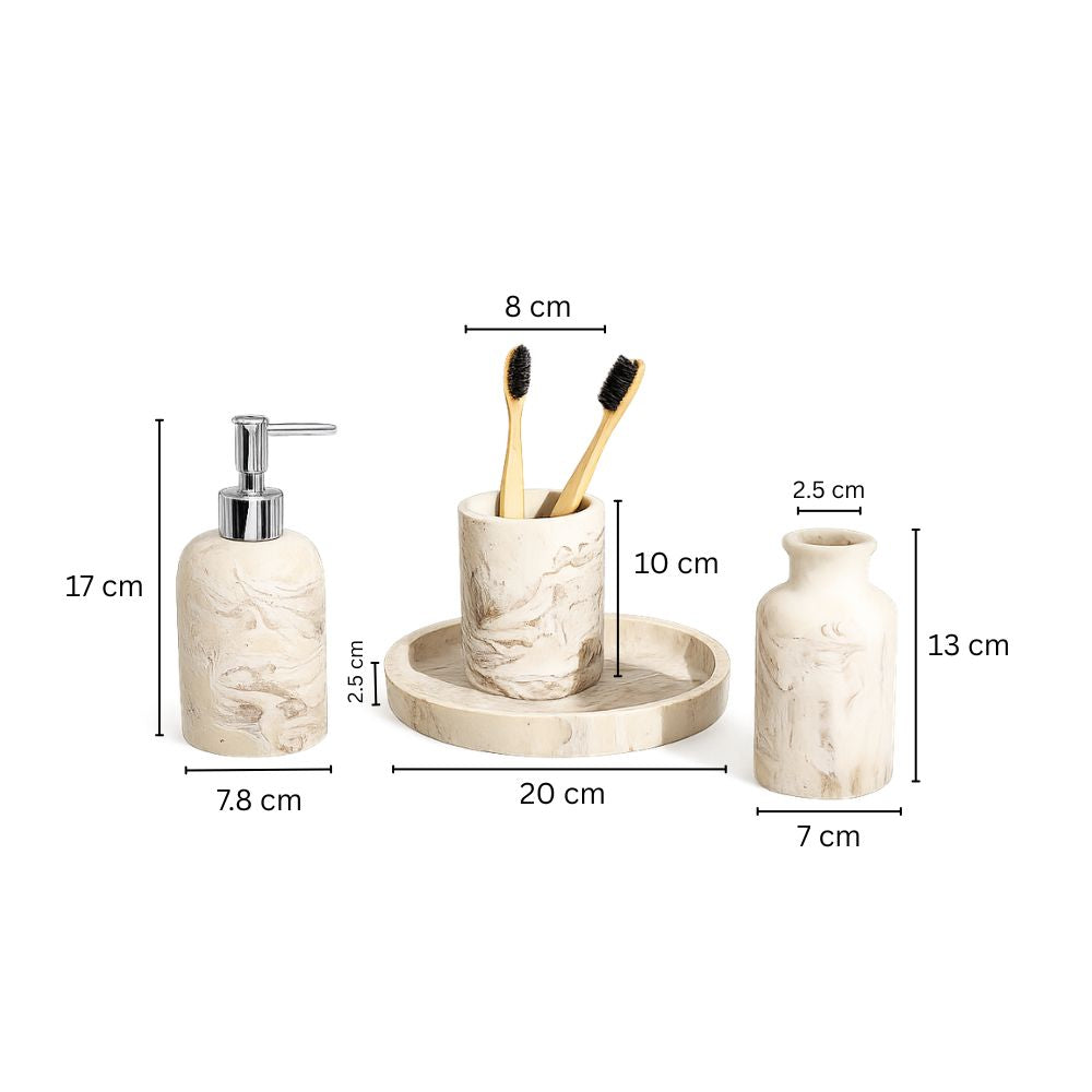 Piper 4-piece Bathroom Set - Marbled Beige