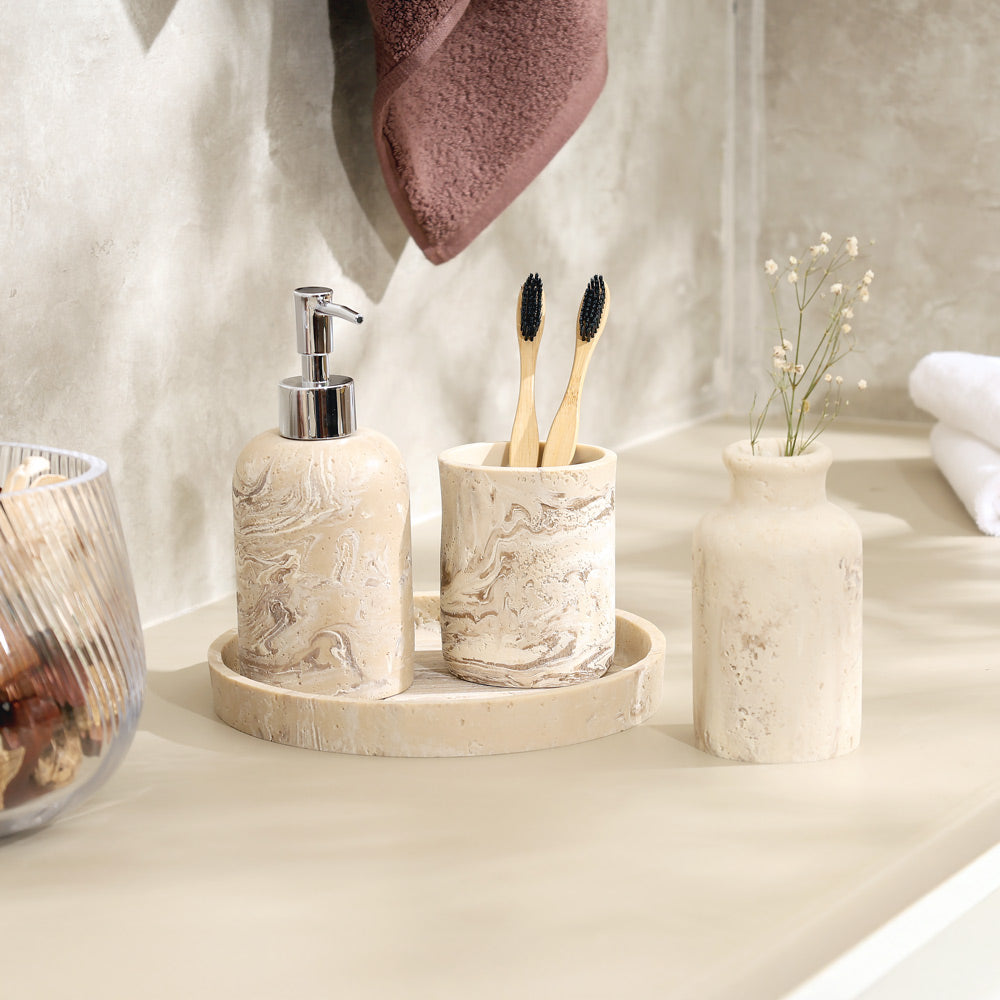 Piper 4-piece Bathroom Set - Marbled Beige