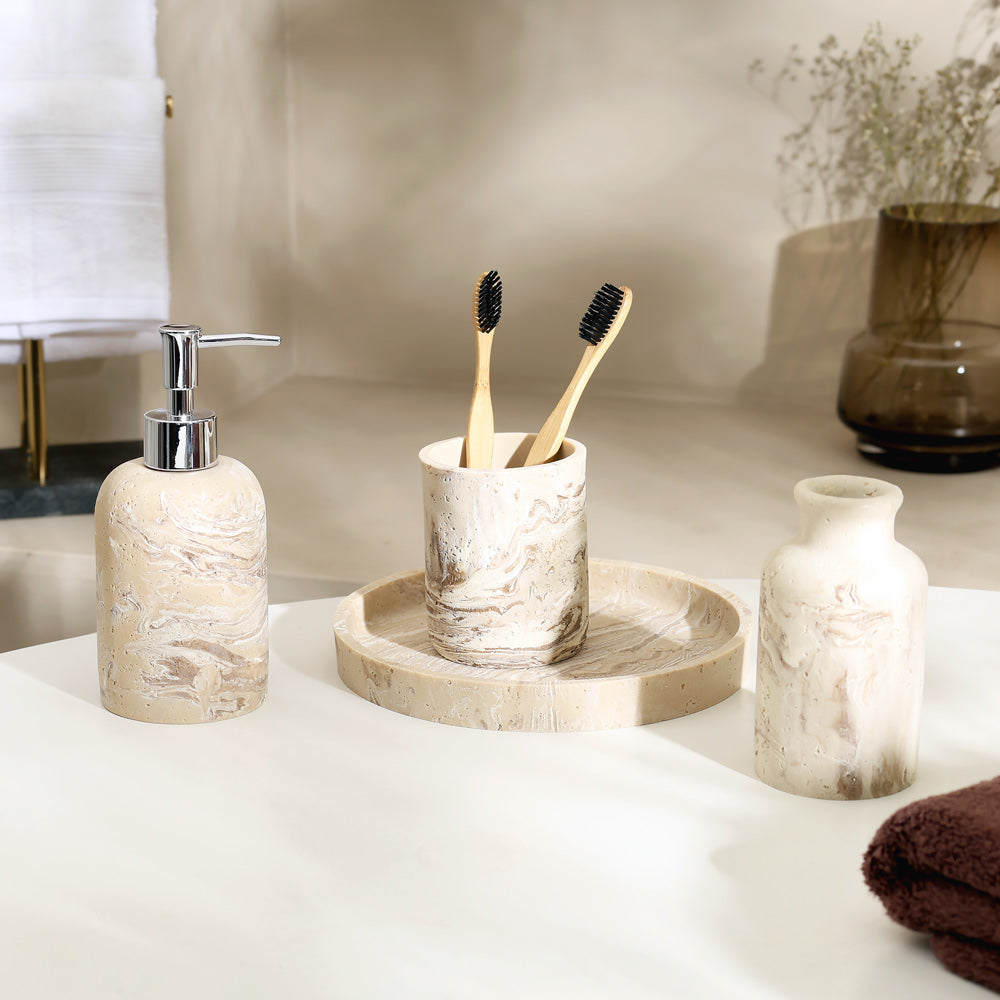 Piper 4-piece Bathroom Set - Marbled Beige