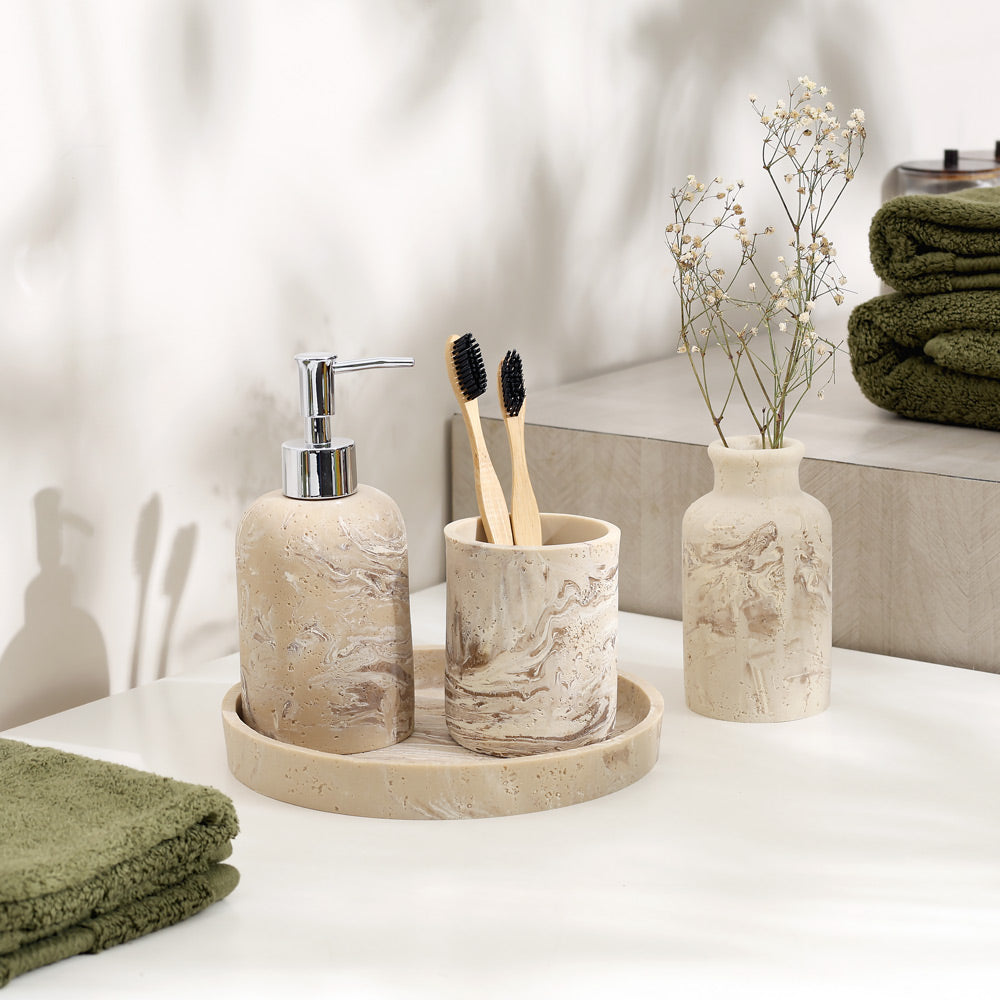 Piper 4-piece Bathroom Set - Marbled Beige