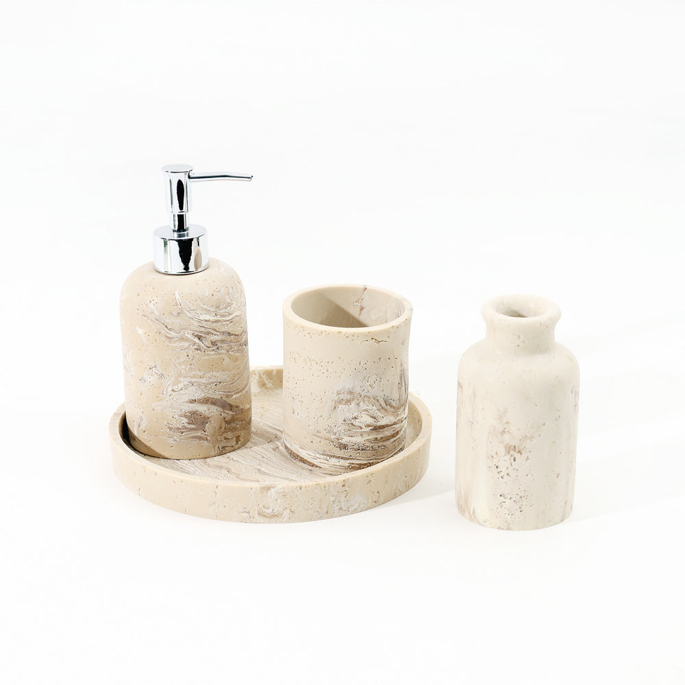 Piper 4-piece Bathroom Set - Marbled Beige