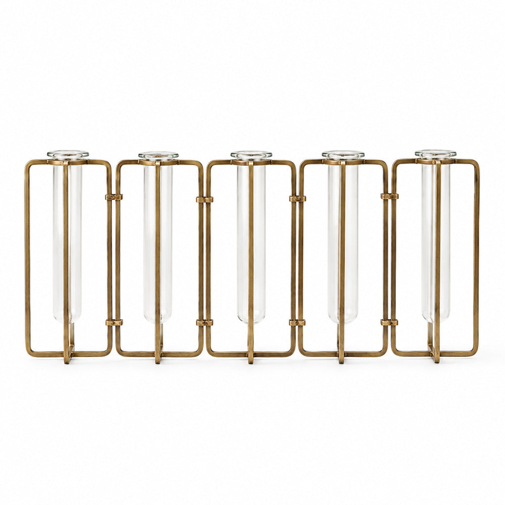Pippa Connected 5-piece Test Tube Vases - Dull Gold