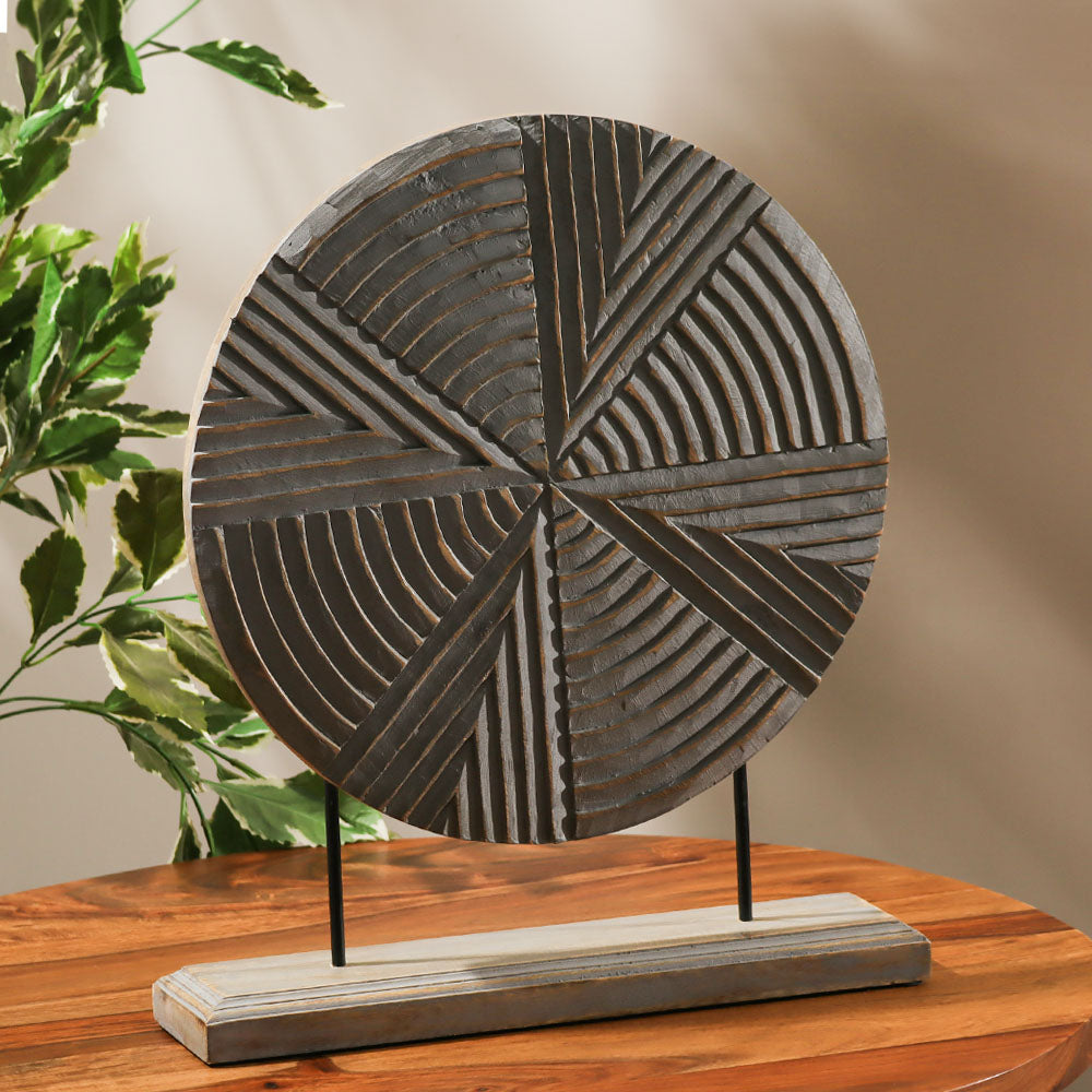 Platos Carved Wooden Decorative Sculpture - Grey