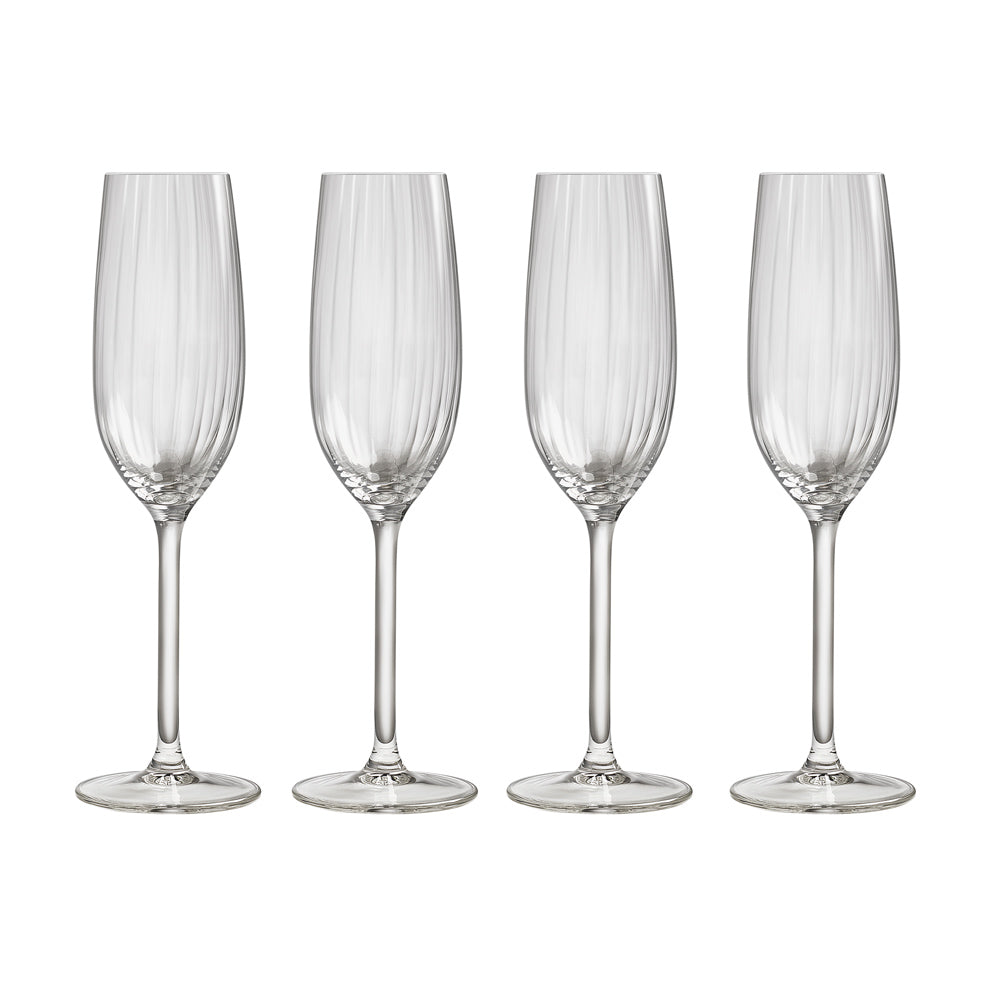 Plisse Champagne Glasses 210ml, Set of 4