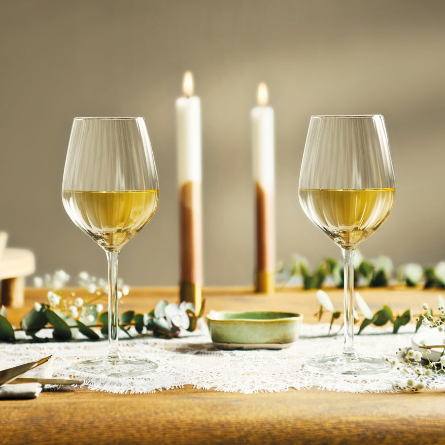 Plisse White Wine Glasses 380ml, Set of 4
