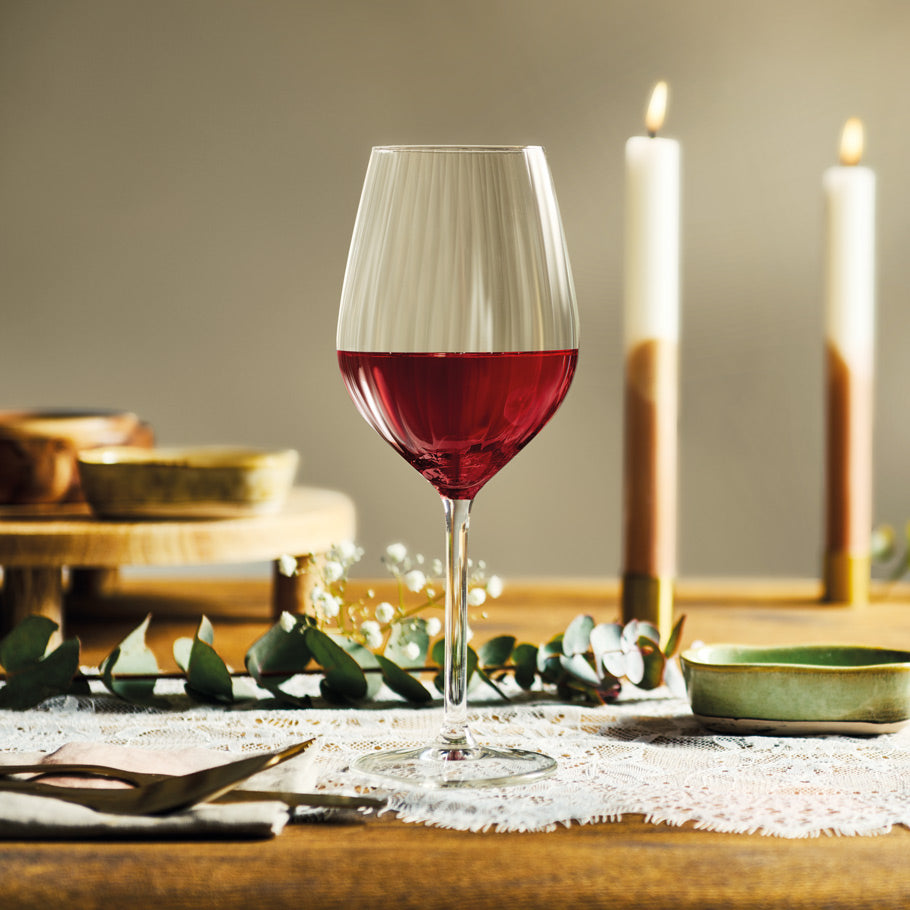 Plisse Red Wine Glasses 500ml, Set of 4