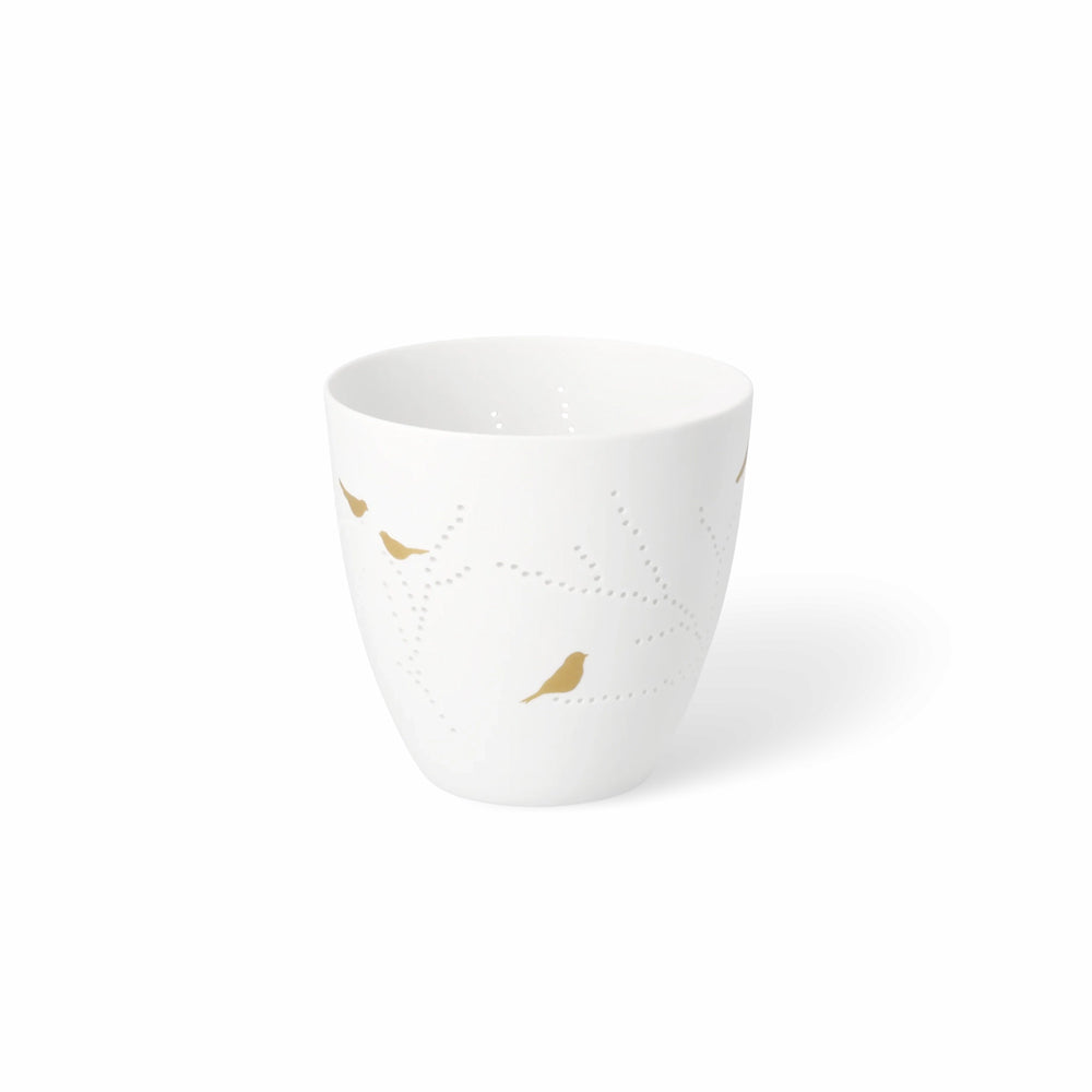Porcelain Tealight Holder - Gold Birds