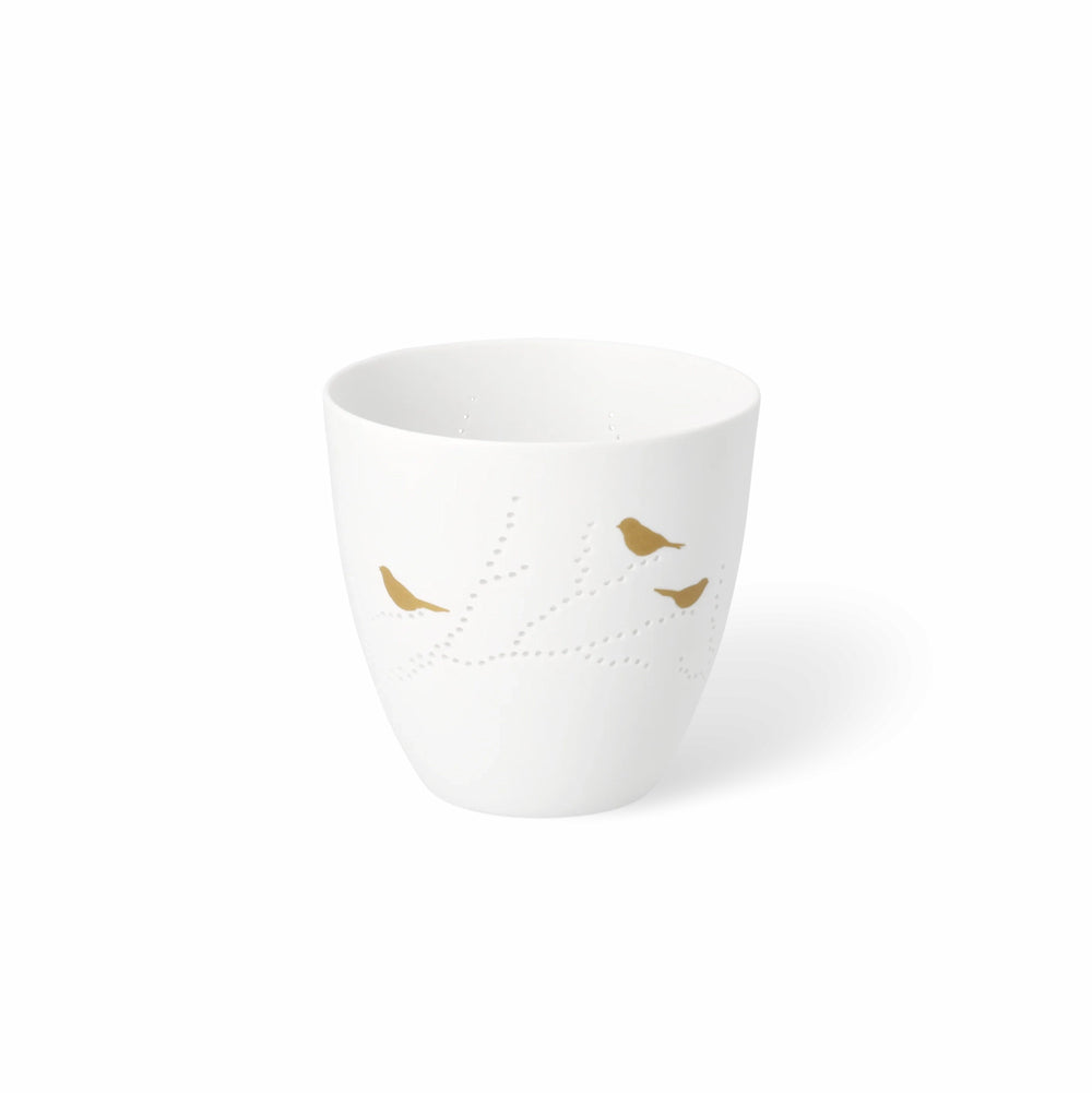 Porcelain Tealight Holder - Gold Birds