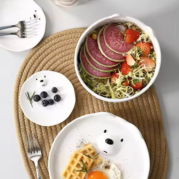 Polar Bear Ceramic Mini Plate - White