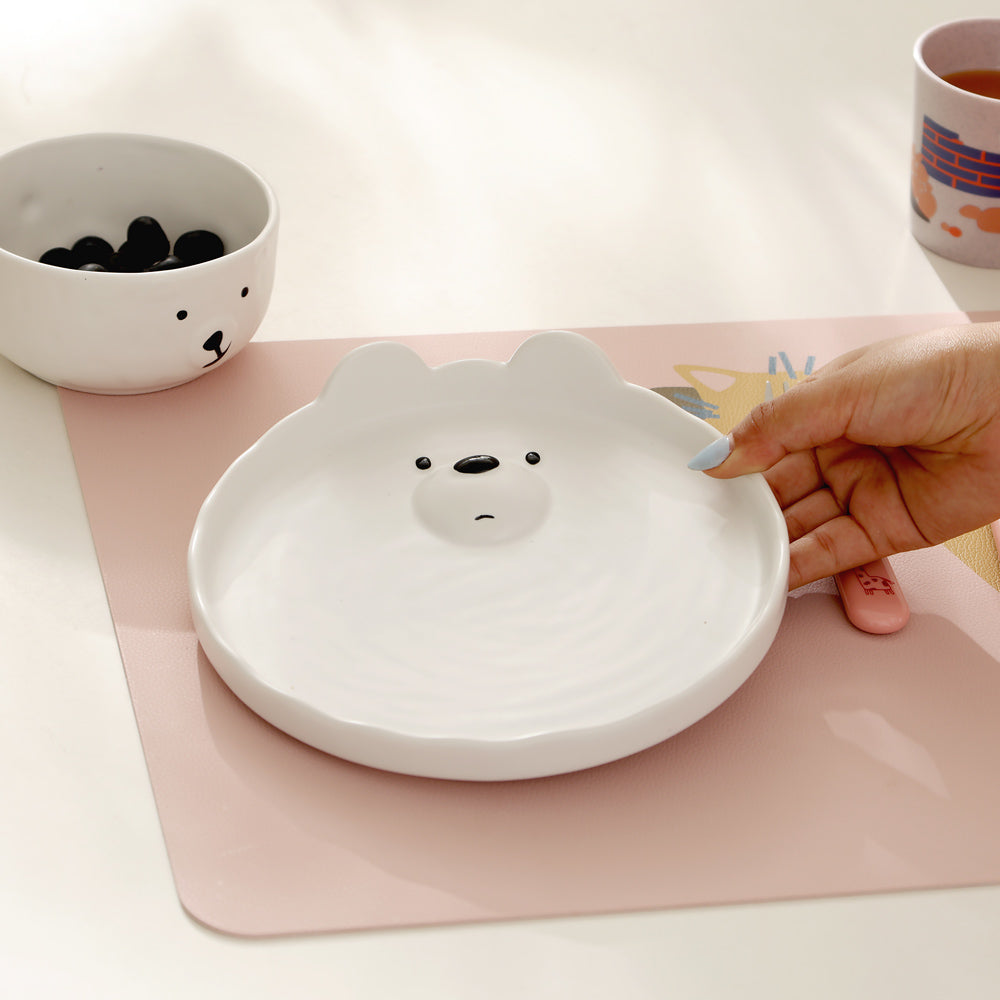 Polar Bear Ceramic Plate - White
