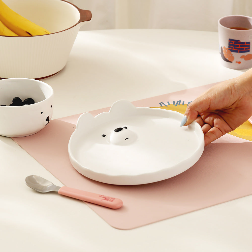 Polar Bear Ceramic Plate - White