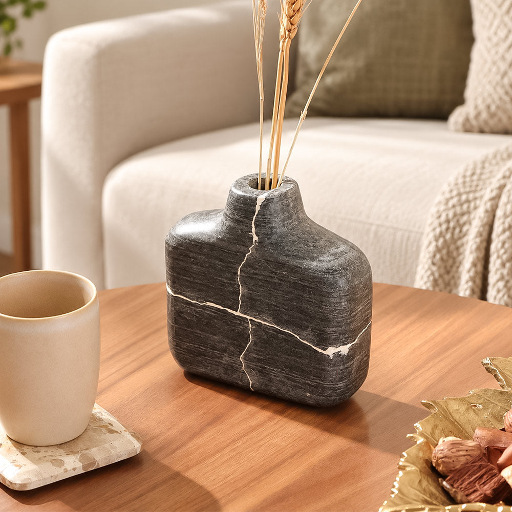 Pomona Marble Vase Medium - Cloudy Black