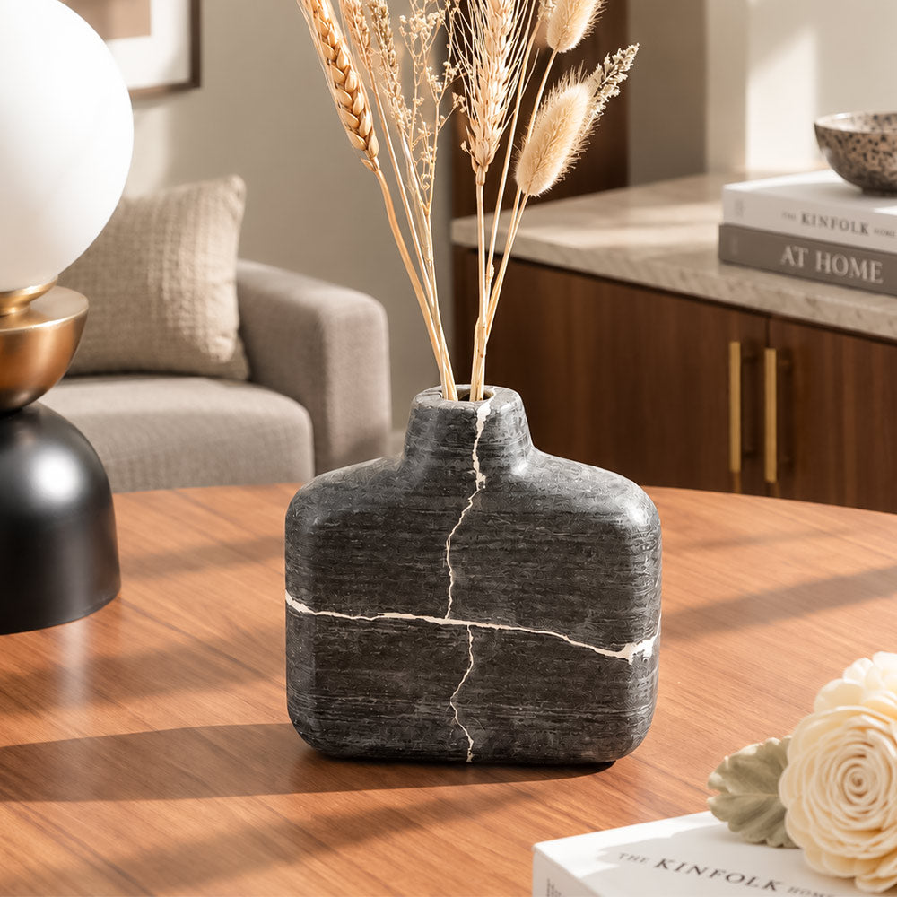 Pomona Marble Vase Medium - Cloudy Black