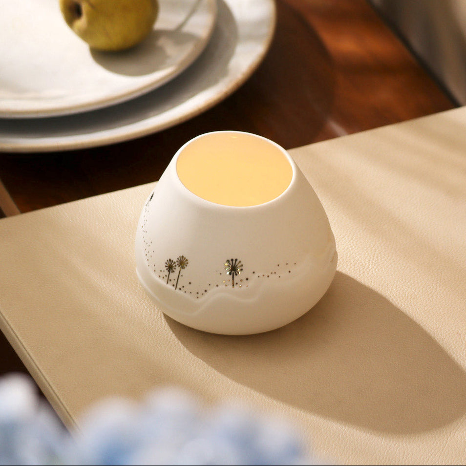Porcelain Asymmetrical Tealight Holder - Flower Meadow