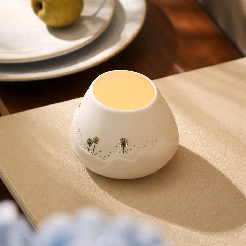 Porcelain Asymmetrical Tealight Holder - Flower Meadow