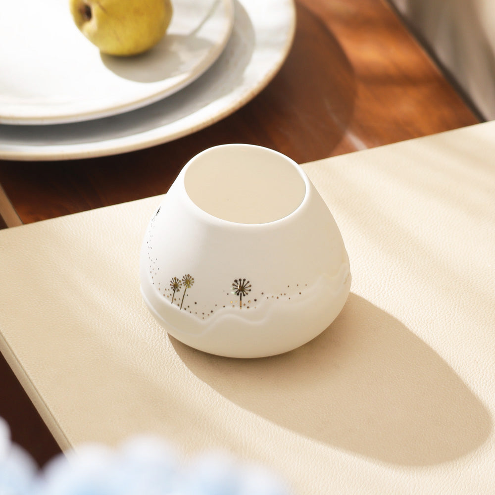 Porcelain Asymmetrical Tealight Holder - Flower Meadow