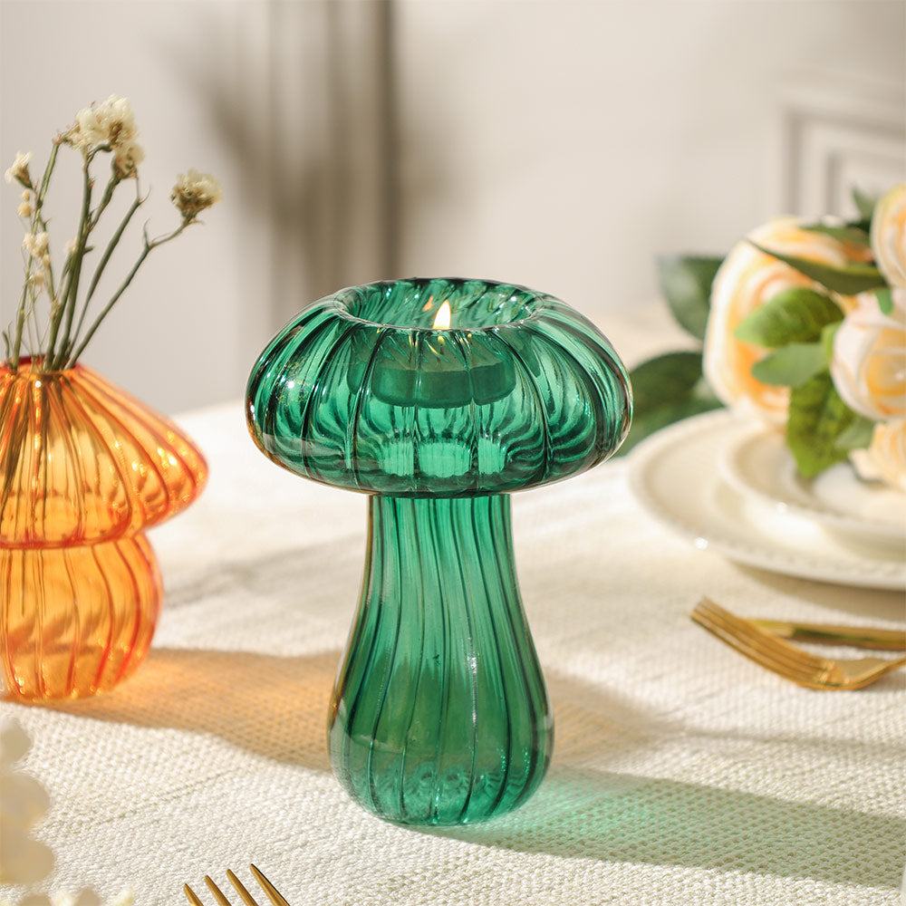 Porcini Mushroom Tealight Holder - Teal