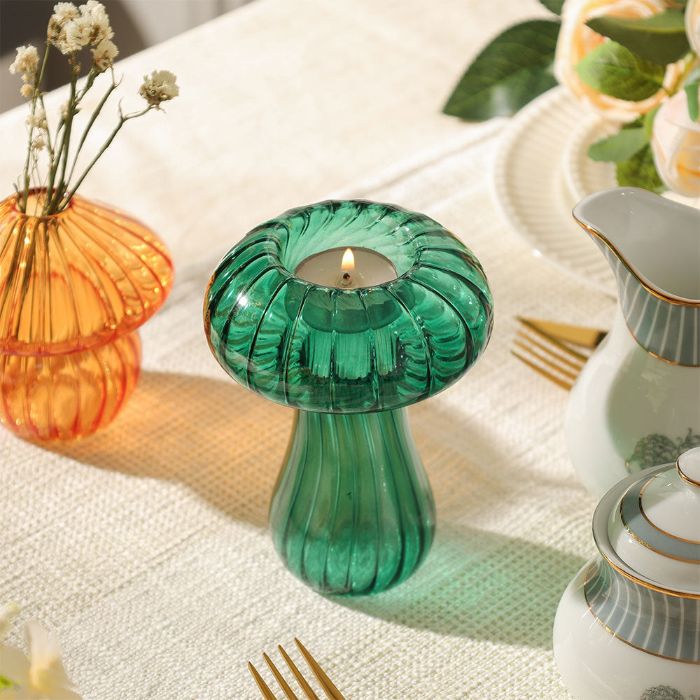 Porcini Mushroom Tealight Holder - Teal