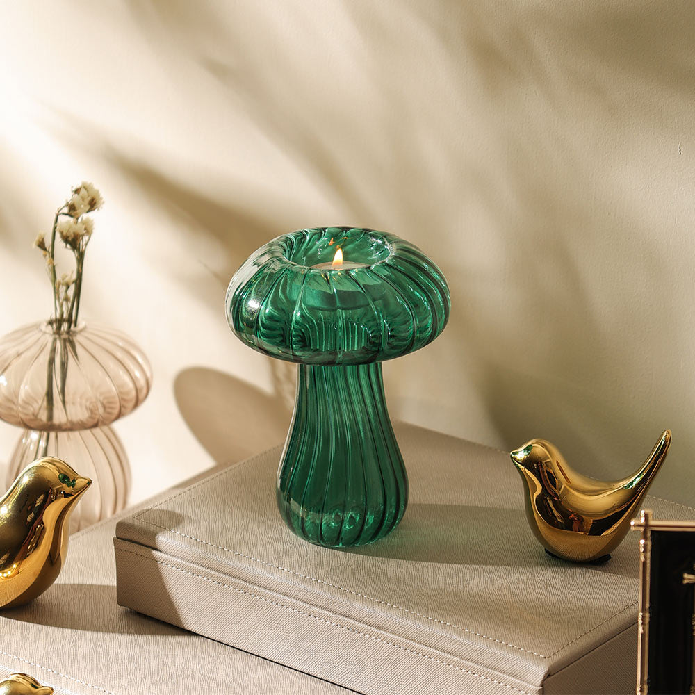 Porcini Mushroom Tealight Holder - Teal