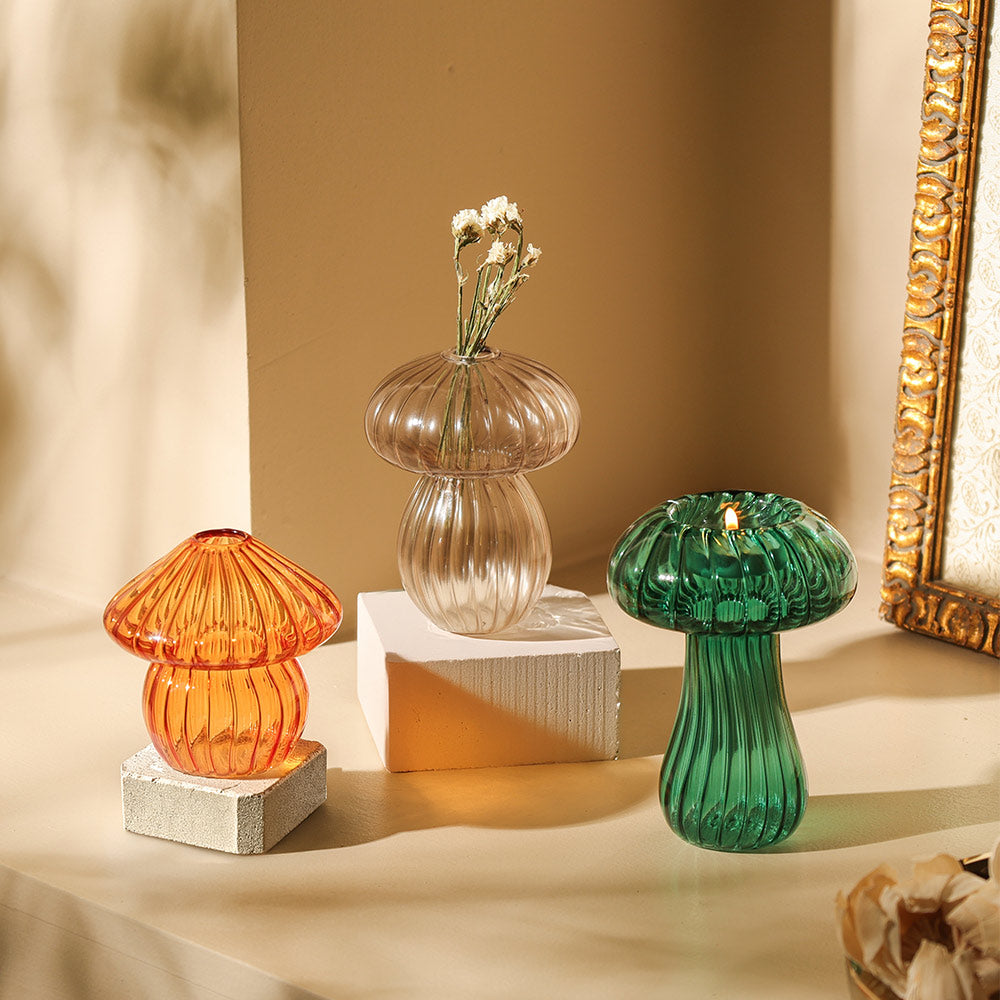 Porcini Mushroom Tealight Holder - Teal
