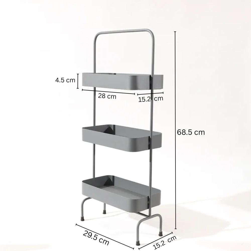 Posta 3-Tier Metal Shelf - Grey