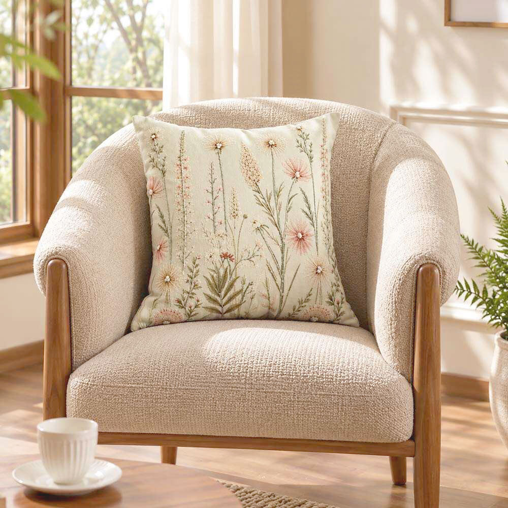 Prairie Embroidered Cushion Cover 45x45cm - Multicolor