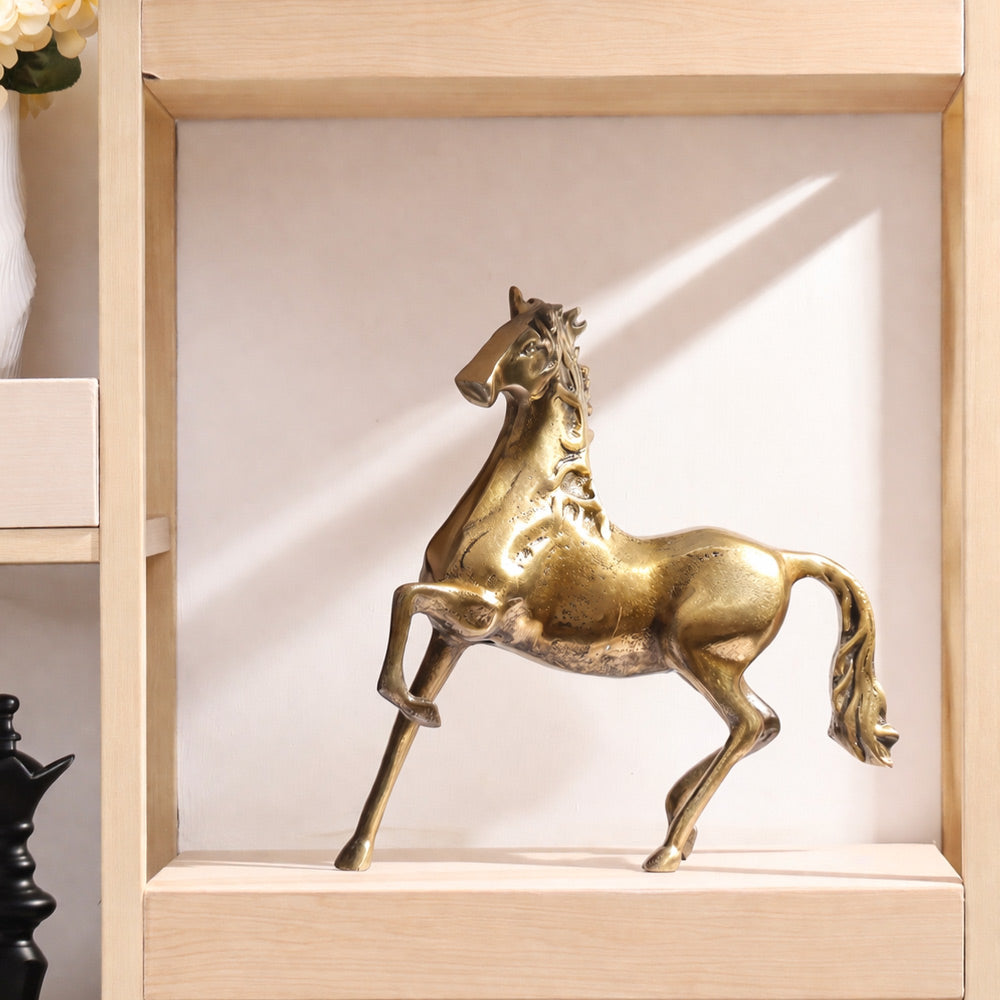 Prancing Horse Metal Sculpture - Gold